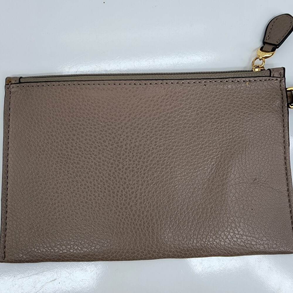 Ralph Lauren RLL Wristlet Taupe Pebbled Faux Leather Clutch Zip 8x5 Slight Flaws - Picture 4 of 12